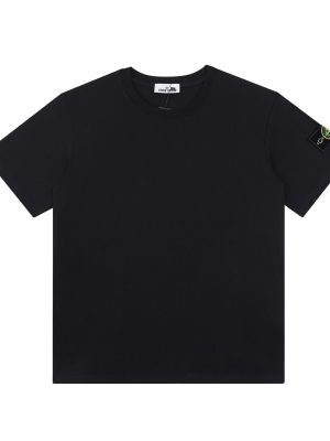High Quality Stone Island T-Shirt Black Cotton Washed Collection