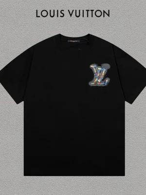Premium Quality Louis Vuitton Short Sleeves Black Cotton Style