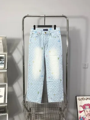 High Quality Louis Vuitton Jeans Blue Denim Monogram Style