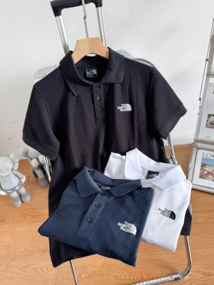 Premium The North Face Short-Sleeved T-Shirts Black Cotton Embroidered Style