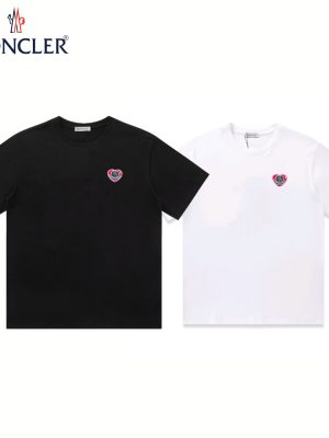 Luxury Moncler T-Shirt Black Cotton Embroidered Style