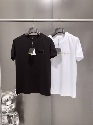 High Quality Fendi T-Shirt Black Cotton Embroidery Style