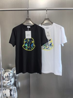 Premium Quality Moncler T-Shirt Black Cotton Logo Luxury