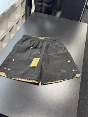 Best Selling Burberry Shorts Black Leather Style