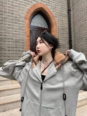 Luxury Burberry Long Sleeves Black Cotton Stripe Collection