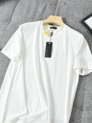 Luxury Zegna Short Sleeves Black Casual Style