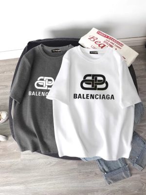 Premium Quality Balenciaga Short-Sleeved T-Shirts Black Cotton Print Collection