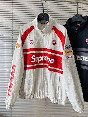 High Quality Supreme Jackets Red Nylon Embroidered Luxury
