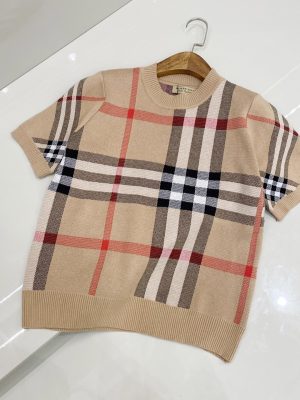 Luxury Burberry Short Sleeves Knit Striped Luxury