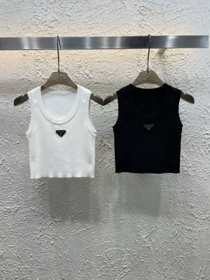 Luxury Prada Vest White Knit Logo Luxury