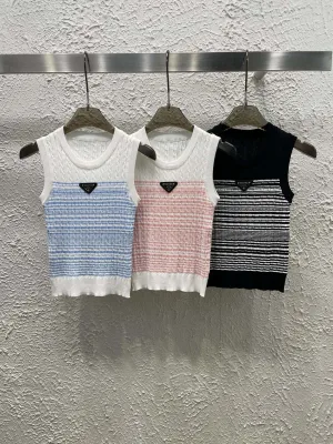 Best Selling Prada Vest Blue Knit Logo Collection