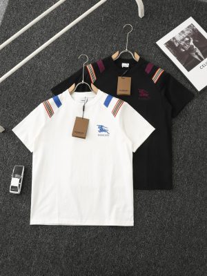 Best Selling Burberry Short Sleeves White Cotton Patchwork Luxury