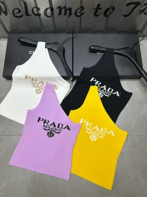 Luxury Prada Vest White Knit Logo Collection