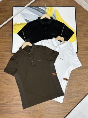 Luxury Zegna Short-Sleeved Black Cotton Patchwork Luxury