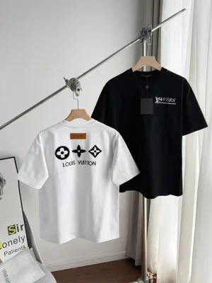 Premium Louis Vuitton Short-Sleeved Shirt Black Cotton Breathable Collection