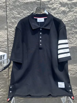 Premium Thom Browne Short-Sleeved Shirt White Classic Collection
