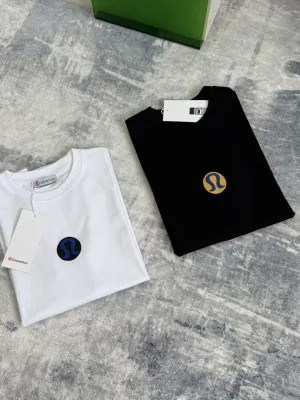 High Quality Lululemon Short-Sleeved T-Shirt Blue Cotton Logo Luxury