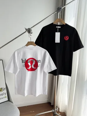Best Selling Lululemon Short Sleeves Red Cotton Logo Collection