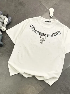 High Quality Chrome Hearts Short Sleeves White Cotton Classic Luxury