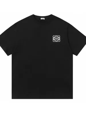 Luxury Loewe T-Shirt Black Cotton Embroidered Style
