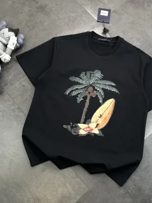 Premium Louis Vuitton Short Sleeves Black Classic Style