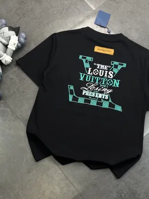 Best Selling Louis Vuitton Short Sleeves Black Cotton Embroidered Collection