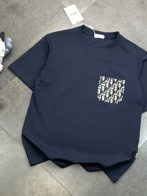 Premium Quality Dior Short Sleeves Black Cotton Patchwork Luxury