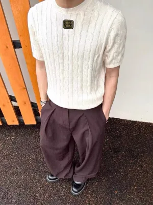Premium Quality Miu Miu Short Sleeves Gold Knit Breathable Style