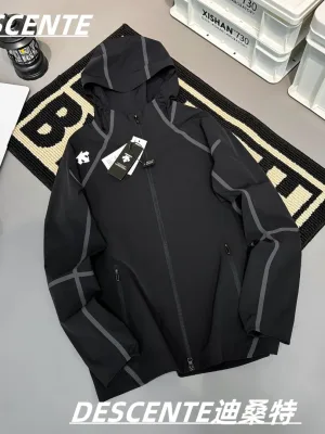 Best Selling Descente Long Sleeves Black Solid Luxury