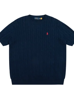 High Quality Ralph Lauren Short Sleeves Black Knit Solid Luxury