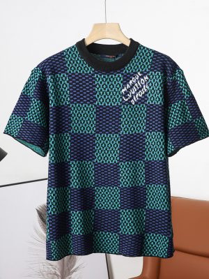 High Quality Louis Vuitton Short Sleeves Blue Silk Minimalist Style