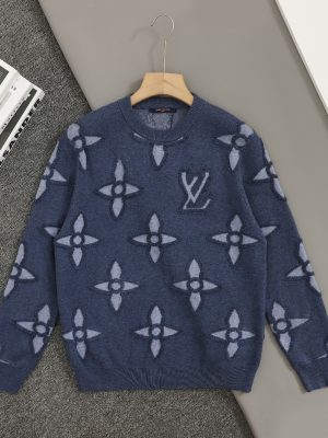 Premium Quality Louis Vuitton Sweater Blue Wool Classic Luxury